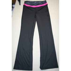 Inner Spirit Womens Black Flare Yoga Pants Pink Waistband Athletic Leggings 31in